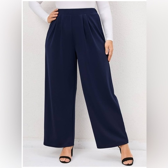 RAE MODE Elegant Navy Women's Wide-Leg Pants - Picture 1 of 10